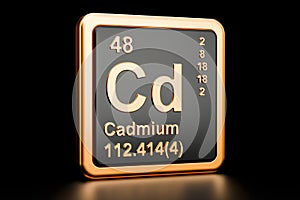 Cadmium Cd chemical element. 3D rendering