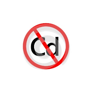 Cadmium free icon. Cd in red crossed circle