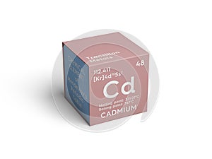 Cadmium. Transition metals. Chemical Element of Mendeleev\'s Periodic Table.. 3D illustration