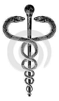 Caduceus Vintage Doctor Medical Snakes Symbol photo