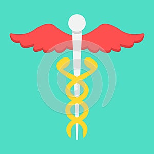 Caduceus flat icon, medicine and healthcare