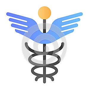 Caduceus flat icon. Pharmacy symbol vector illustration isolated on white. Medical sign gradient style design, designed