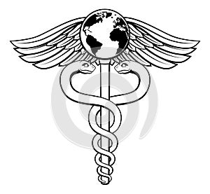 Caduceus Globe Medical Symbol