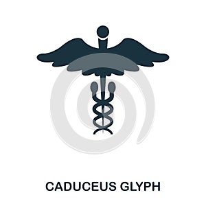 Caduceus Glyph icon. Line style icon design. UI. Illustration of caduceus glyph icon. Pictogram isolated on white. Ready