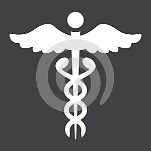Caduceus glyph icon, medicine and healthcare