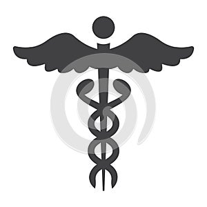 Caduceus glyph icon, medicine and healthcare