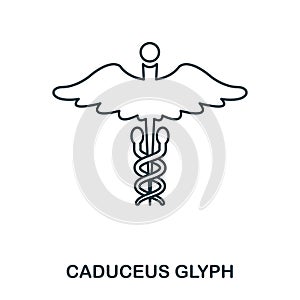 Caduceus Glyph icon. Outline style icon design. UI. Illustration of caduceus glyph icon. Pictogram isolated on white. Ready to use