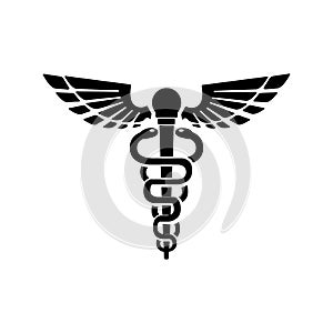 Caduceus of Hermes healthcare flat vector icon for medical apps and websites