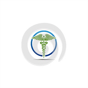 Caduceus icon, Caduceus logo icon for Medical healthcare conceptual vector illustrations photo