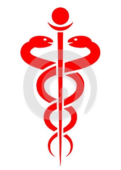 Caduceus medical snake vector icon