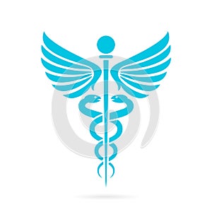 Caduceus medical snake vector icon