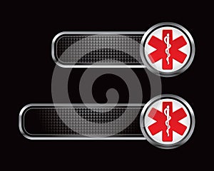 Caduceus medical symbol on black checkered tabs