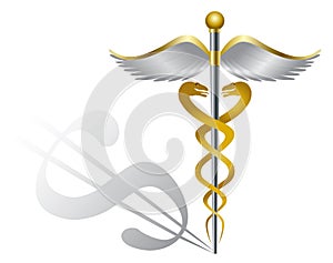 Caduceus Medical Symbol and Dollar Sign Illustrati