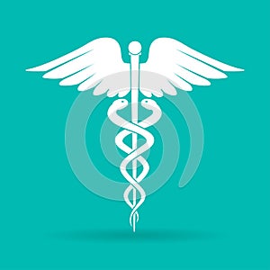 Caduceus medical symbol. Emblem for drugstore or medicine, medical sign, symbol of pharmacy, pharmacy snake symbol