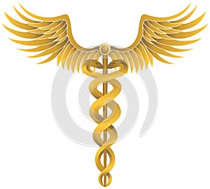 Caduceus Medical Symbol - Gold photo