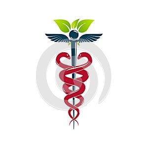 Caduceus medical symbol, graphic vector