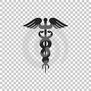 Caduceus medical symbol icon isolated on transparent background. Medicine and health care concept. Emblem for drugstore