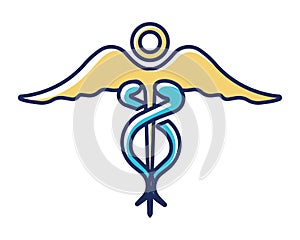 caduceus medical symbol icon over white background colorful design vector illustration