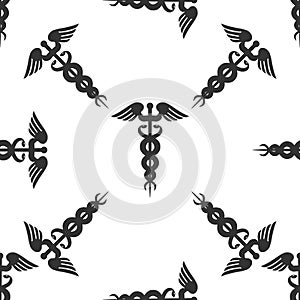 Caduceus medical symbol icon seamless pattern on white background