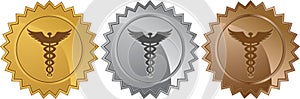 Caduceus Medical Symbol - Set of 3 Seals