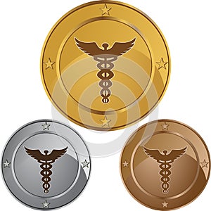 Caduceus Medical Symbol - Set of 3 with Stars