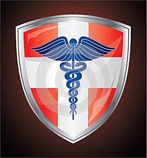 Caduceus Medical Symbol Shield