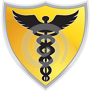 Caduceus Medical Symbol with Shield