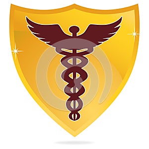 Caduceus Medical Symbol with Shield