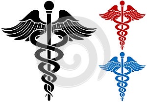 Caduceus Medical Symbol In Three Colors