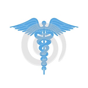 Caduceus Medical Symbol, With Two Snakes and Wings