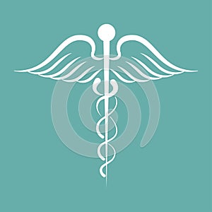 Caduceus medical symbol in white. Vector illustration eps10