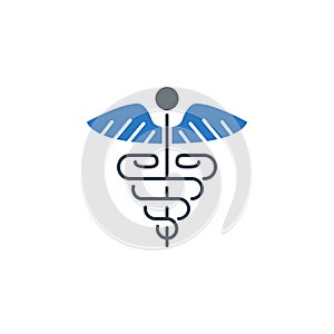 Caduceus related vector glyph icon.