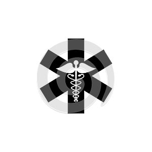 Caduceus solid icon, Medicine and health sign