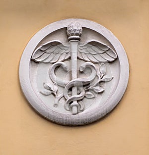 Caduceus - symbol of commerce, emblem of customs and medical care.