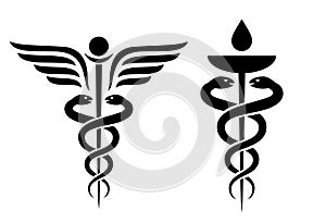 Caduceus vector icon, medical snake symbol