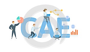 CAE, Certified Association Executive. Concept with keyword, people and icons. Flat vector illustration. Isolated on photo