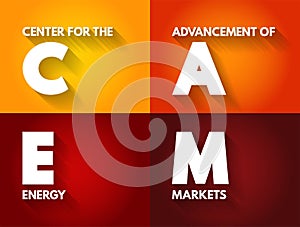 CAEM - Center for the Advancement of Energy Markets acronym, abbreviation concept background photo