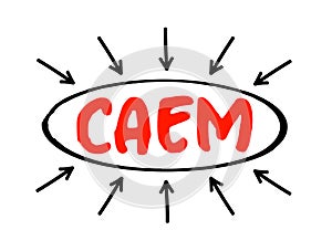 CAEM - Center for the Advancement of Energy Markets acronym, abbreviation text concept with arrows photo