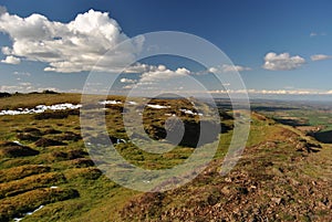 Caer Caradoc, Area of outstanding natural beauty in spring, Shropshire Hills, Wales, UK