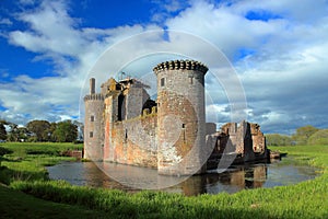 Caerlaverock Castle in Evening Light, Dumfries and Galloway, Scotland, Great Britain