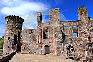 Caerlaverock Castle Ruins on Sunny Summer Day, Solway Coast, Scotland