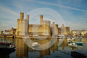 Caernarfon castle in north-west Wales, UK.