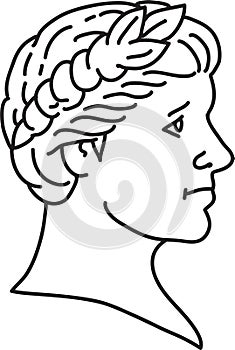 Caesar Roman Emperor Senator Bust Side View Mono Line Art