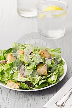 Caesar Salad with Anchovies and Croutons