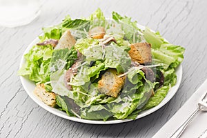 Caesar Salad with Croutons, Parmesan and Anchovies