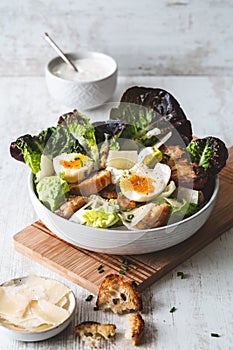 Caesar Salad with Eggs and Crouton