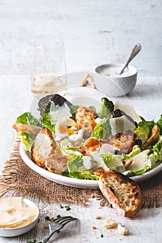 Caesar Salad with Eggs and Crouton