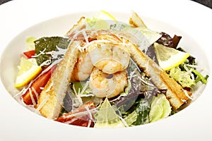 Caesar Salad with Seafood. Comprises Romaine Salad