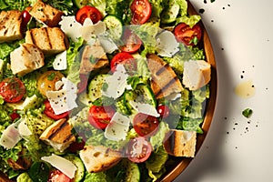 Caesar salad, top view