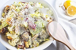 Caesar Salad with on white plate. photo